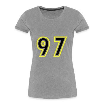97 Number College - Women's Premium Organic T-Shirt - heather grey - Front - Mia (176cm)