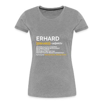 Erhard - Frauen Premium Bio T-Shirt - Grau meliert - Vorne - Mia (176cm)