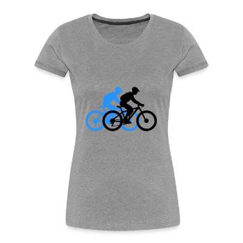 Mountain Bike Bicycle Man Silhouette - Women's Premium Organic T-Shirt - heather grey - Front - Mia (176cm)