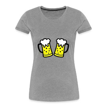 Bierkrug Bier Symbol - Frauen Premium Bio T-Shirt - Grau meliert - Vorne - Mia (176cm)