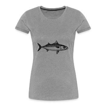 Zielfisch Makrele - Fisch - Angler Geschenk - Frauen Premium Bio T-Shirt - Grau meliert - Vorne - Mia (176cm)