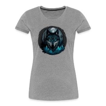 wolf - Frauen Premium Bio T-Shirt - Grau meliert - Vorne - Mia (176cm)