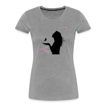 Love Butterfly - Frauen Premium Bio T-Shirt - Grau meliert - Vorne - Mia (176cm)