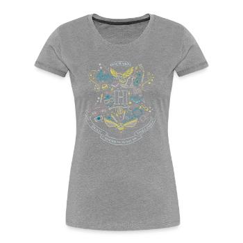 Harry Potter Hogwarts Elemente - Frauen Premium Bio T-Shirt - Grau meliert - Vorne - Mia (176cm)