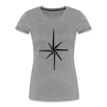 Kompass - Frauen Premium Bio T-Shirt - Grau meliert - Vorne - Mia (176cm)