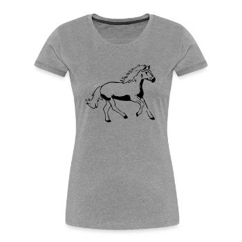 cheval - T-shirt bio Premium Femme - gris chiné - Devant - Mia (176cm)