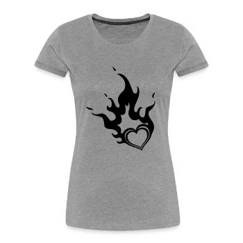 burning heart - Women's Premium Organic T-Shirt - heather grey - Front - Mia (176cm)