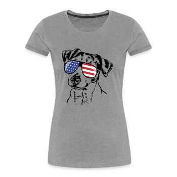 JACK RUSSELL TERRIER America Flag Sunglasses - Women's Premium Organic T-Shirt - heather grey - Front - Mia (176cm)