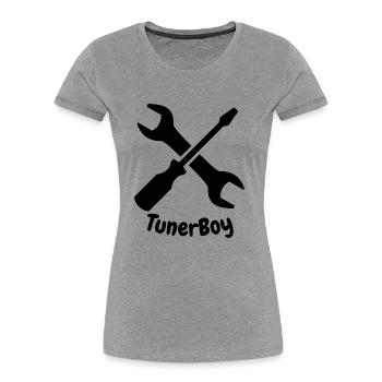 TunerBoy - T-shirt bio Premium Femme - gris chiné - Devant - Mia (176cm)