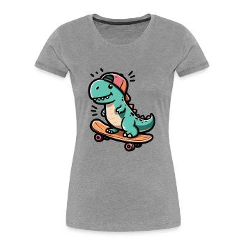 Dino skater - Cool sk8 raptor - Women's Premium Organic T-Shirt - heather grey - Front - Mia (176cm)