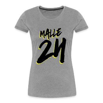 Malle 24 Mallorca - T-shirt bio Premium Femme - gris chiné - Devant - Mia (176cm)