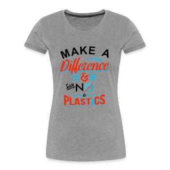 no to Plastic - Frauen Premium Bio T-Shirt - Grau meliert - Vorne - Mia (176cm)