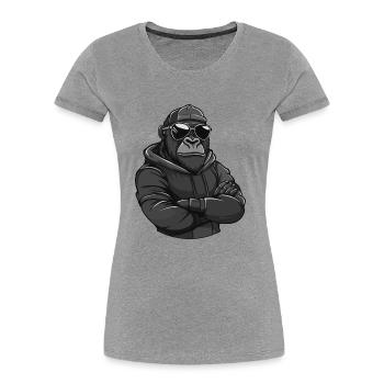 Gorilla Tier Comic - Frauen Premium Bio T-Shirt - Grau meliert - Vorne - Mia (176cm)