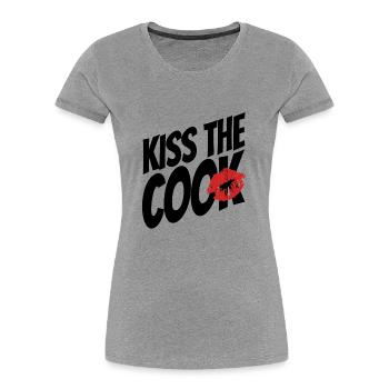Embrasser le cuisinier - coq - jeu de mots - dire - T-shirt bio Premium Femme - gris chiné - Devant - Mia (176cm)