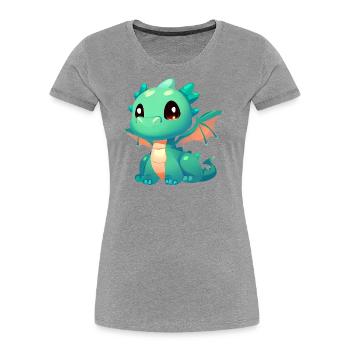 Dragon aux grands yeux - T-shirt bio Premium Femme - gris chiné - Devant - Mia (176cm)