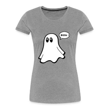 T-shirt fantôme - Couples drôles 02 - T-shirt bio Premium Femme - gris chiné - Devant - Mia (176cm)