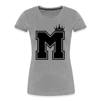 buchstabe M Krone - Frauen Premium Bio T-Shirt - Grau meliert - Vorne - Mia (176cm)
