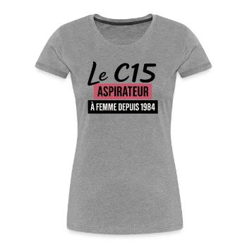 C15 - Frauen Premium Bio T-Shirt - Grau meliert - Vorne - Mia (176cm)