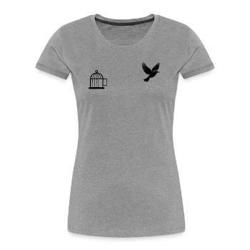 Vogelfrei - Freedom Bird - Frauen Premium Bio T-Shirt - Grau meliert - Vorne - Mia (176cm)