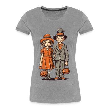 Kids Retro Halloween Trick or Treat Fest - Women's Premium Organic T-Shirt - heather grey - Front - Mia (176cm)