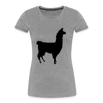 Lama Silhouette - Frauen Premium Bio T-Shirt - Grau meliert - Vorne - Mia (176cm)