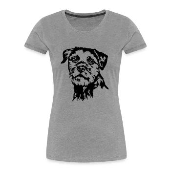 BORDER TERRIER Chien Portrait Chien Chiens Wilsigns - T-shirt bio Premium Femme - gris chiné - Devant - Mia (176cm)