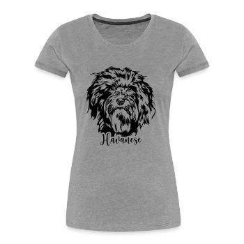 Havanese Dog Portrait Dog Wilsigns - Women's Premium Organic T-Shirt - heather grey - Front - Mia (176cm)