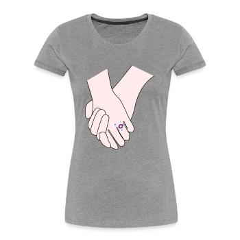 holding hands weddign day - Women's Premium Organic T-Shirt - heather grey - Front - Mia (176cm)