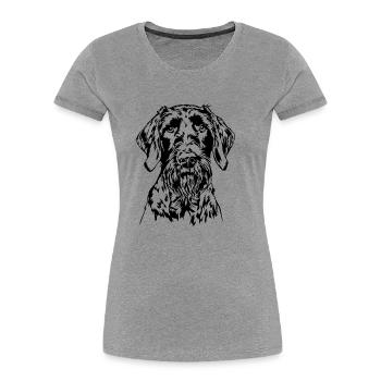 German Wirehaired Portrait Dogs Hunting Dog Wilsigns - Women's Premium Organic T-Shirt - heather grey - Front - Mia (176cm)
