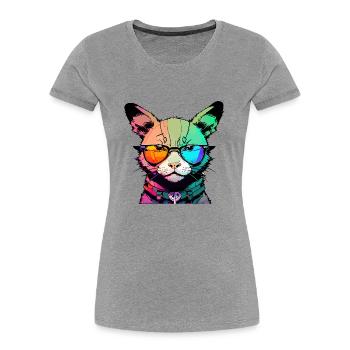 Space Cat - Women's Premium Organic T-Shirt - heather grey - Front - Mia (176cm)