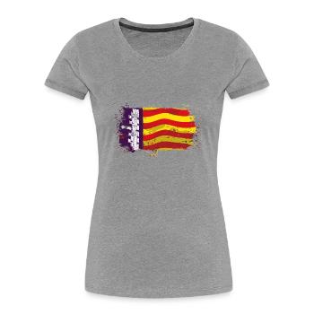 Mallorca Flag - Frauen Premium Bio T-Shirt - Grau meliert - Vorne - Mia (176cm)