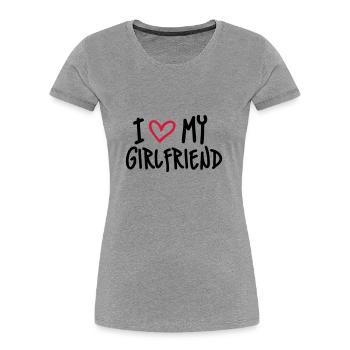 I Love my Girlfriend - Frauen Premium Bio T-Shirt - Grau meliert - Vorne - Mia (176cm)