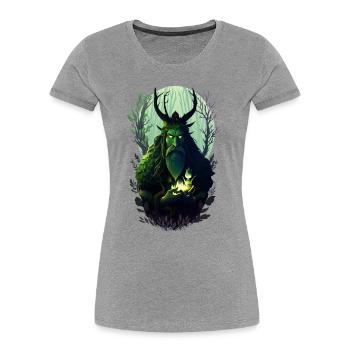Lisovik - T-shirt bio Premium Femme - gris chiné - Devant - Mia (176cm)