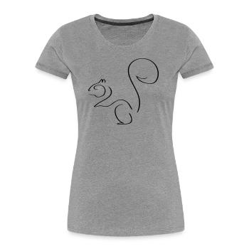 Squirrel Line Art - Minimaliste - T-shirt bio Premium Femme - gris chiné - Devant - Mia (176cm)