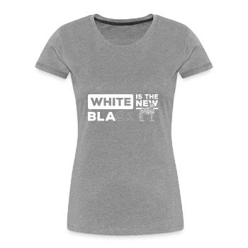 Zebrastreifen Schwarz und Weiß Fell - Frauen Premium Bio T-Shirt - Grau meliert - Vorne - Mia (176cm)