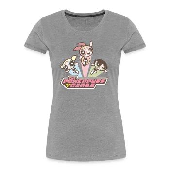 Powerpuff Girls Retro Used Look Vintage - Frauen Premium Bio T-Shirt - Grau meliert - Vorne - Mia (176cm)