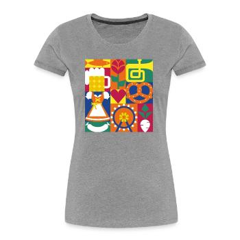 Bayern Volksfest Grafik / Illustration - Frauen Premium Bio T-Shirt - Grau meliert - Vorne - Mia (176cm)