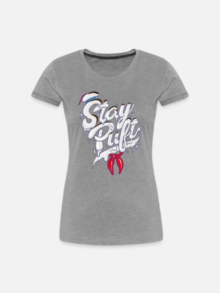 Ghostbusters Stay Puft Marshmallow-Mann - Frauen Premium Bio T-Shirt - Grau meliert