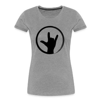 Rock Hand Kreis Musik, I love you, Party, Festival - Frauen Premium Bio T-Shirt - Grau meliert - Vorne - Mia (176cm)