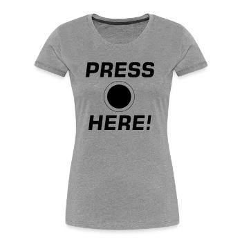 Press Here! - Frauen Premium Bio T-Shirt - Grau meliert - Vorne - Mia (176cm)