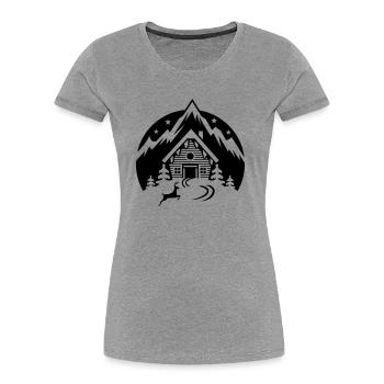 Ski T Shirt Skihütte - Frauen Premium Bio T-Shirt - Grau meliert - Vorne - Mia (176cm)