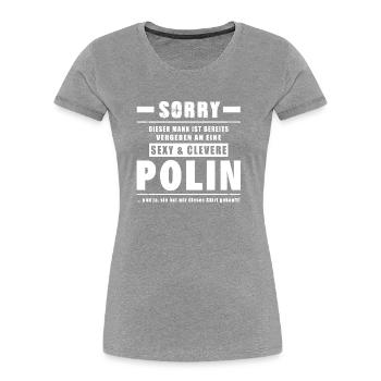 Polin - Mann Vergeben - Polen, Pole - Frauen Premium Bio T-Shirt - Grau meliert - Vorne - Mia (176cm)