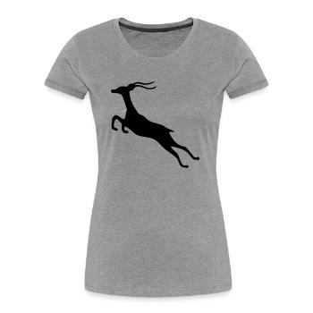 gazellen Zeichnung Tier Gazelle Springbock wilde S - Frauen Premium Bio T-Shirt - Grau meliert - Vorne - Mia (176cm)