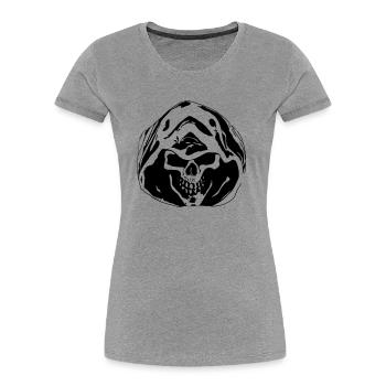 skull04 - Frauen Premium Bio T-Shirt - Grau meliert - Vorne - Mia (176cm)
