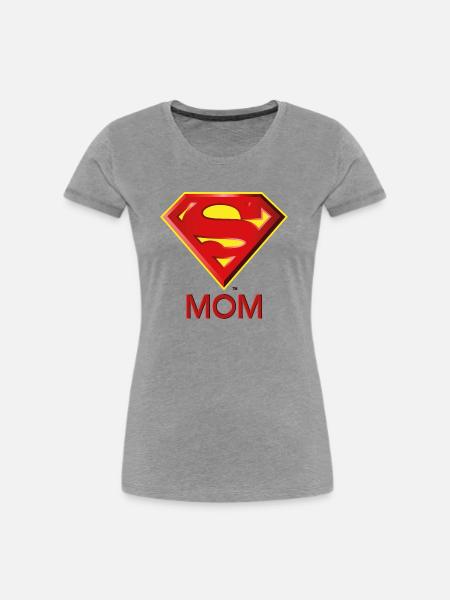 Superman 'Super MOM' - Frauen Premium Bio T-Shirt - Grau meliert