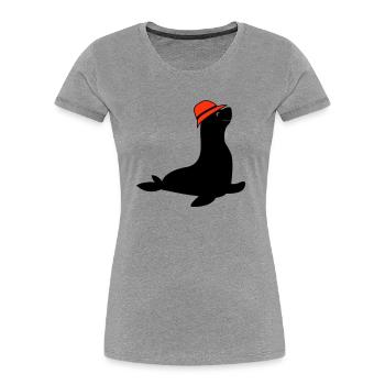 seal fishing hat - Women's Premium Organic T-Shirt - heather grey - Front - Mia (176cm)