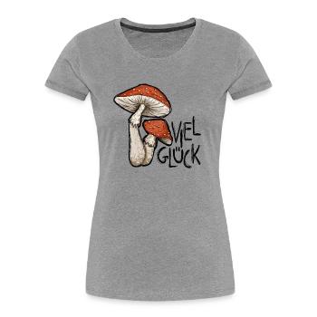 Fliegenpilze Illustration Viel Glück - Frauen Premium Bio T-Shirt - Grau meliert - Vorne - Mia (176cm)
