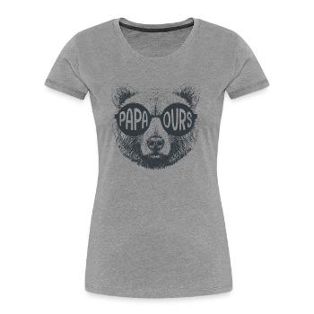 Papa bear cadeau T shirt papa fête des pères - T-shirt bio Premium Femme - gris chiné - Devant - Mia (176cm)
