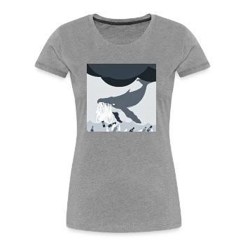 Bedrohte Tiere, Eisbär-Illustration, Erderwärmung - Frauen Premium Bio T-Shirt - Grau meliert - Vorne - Mia (176cm)