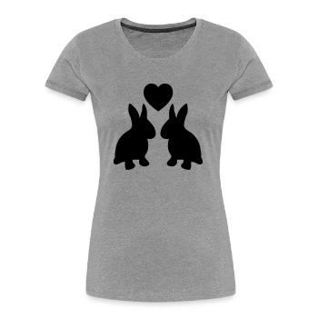 hase_verliebt - Frauen Premium Bio T-Shirt - Grau meliert - Vorne - Mia (176cm)